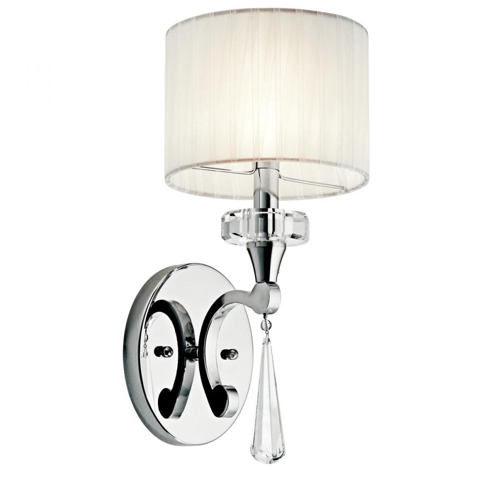 Parker Point 15.5" 1 Light Wall Sconce with Optical Crystal Accents and Organza Fabric in Chrome
