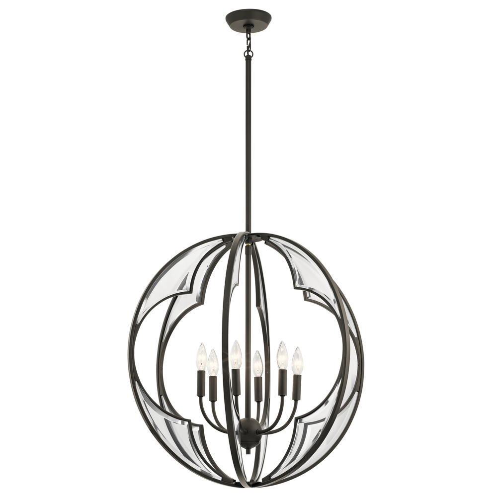 Montavello™ 26.75" 6 Light Chandelier with Clear Beveled Glass in Olde Bronze®