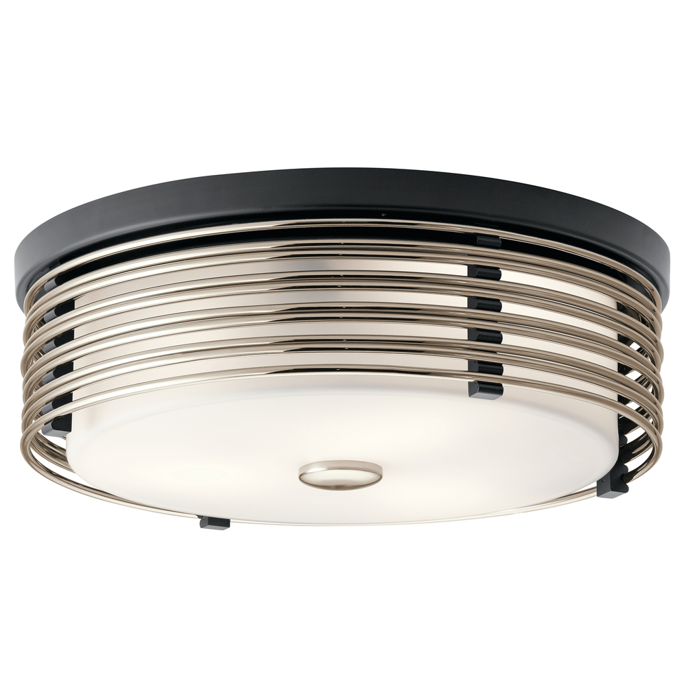 Bensimone 15.25", 2 Light Flush Mount with Satin Etched Cased Opal in Black