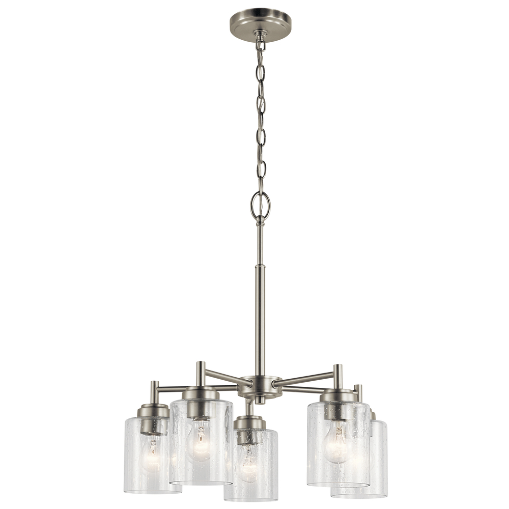 Winslow 19.75" 5 Light Chandelier with Clear Seeded Glass in Brushed Nickel