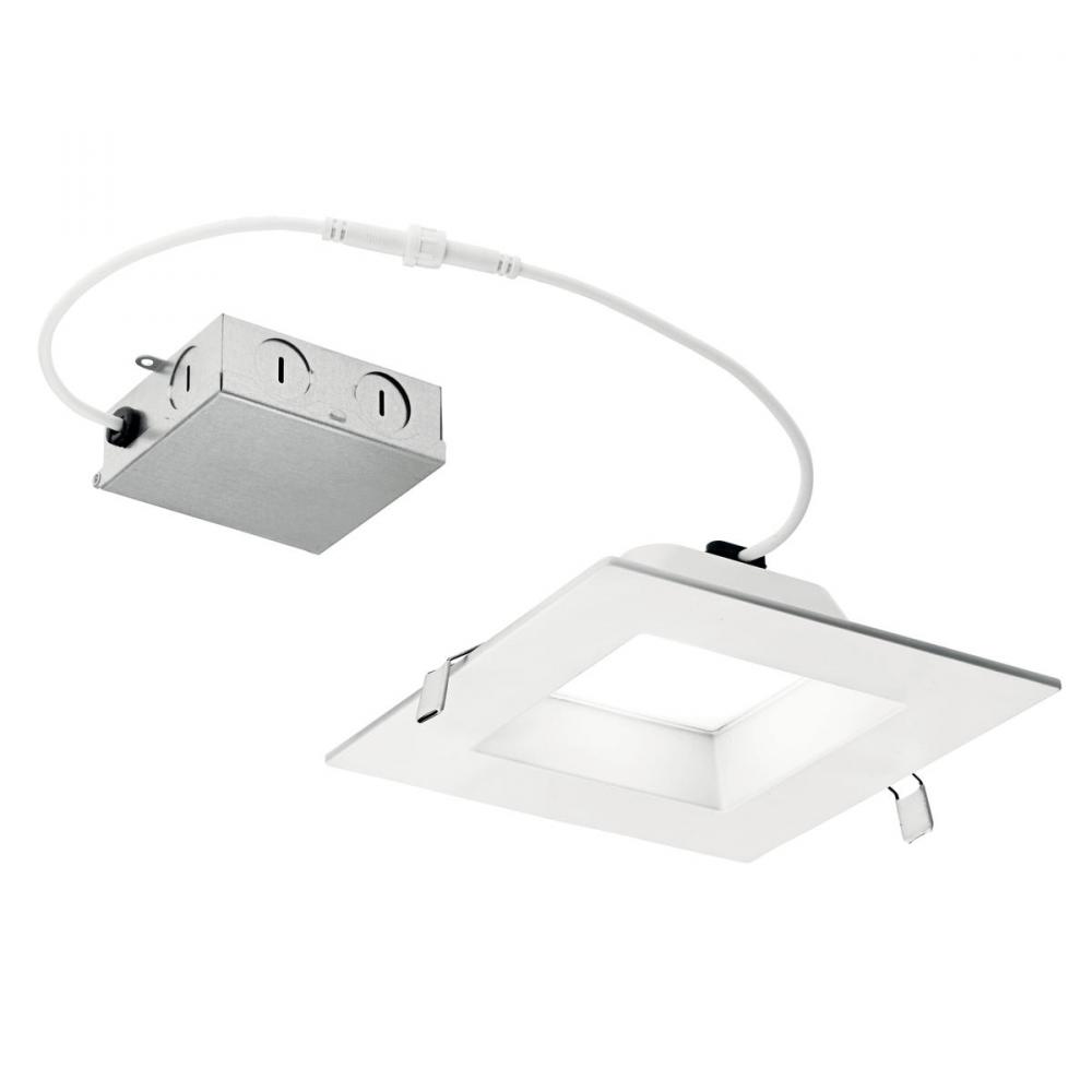 Direct-to-Ceiling 6 inch Square Recessed 27K LED Downlight in White