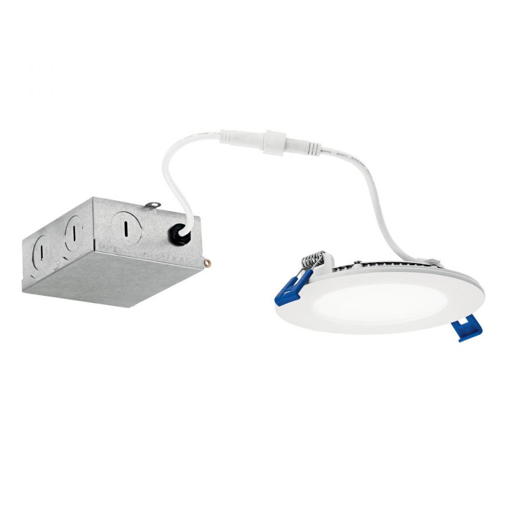 Direct-to-Ceiling 4 inch Round Slim 27K LED Downlight in White