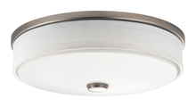 Kichler 10885NILED - Ceiling Space 13" LED Flush Mount with Linen Shade and White Acrylic Diffuser in Brushed Nickel