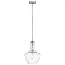 Kichler 42141NICS - Everly 15.25" 1 Light Bell Pendant Clear Seeded Glass Brushed Nickel