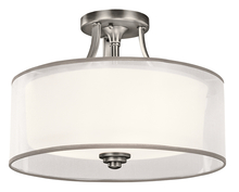 Kichler 42386AP - Lacey 15" 3 Light Semi Flush with Satin Etched Cased Opal Inner Diffusers and White Translucent 