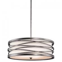 Kichler 42465WMZ - Krasi 9.5" 4 Light Chandelier/Pendant with Clear Etched Tempered Glass and Off White Fabric Shad