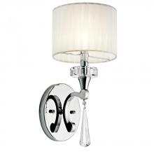 Kichler 42634CH - Parker Point 15.5" 1 Light Wall Sconce with Optical Crystal Accents and Organza Fabric in Chrome