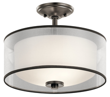 Kichler 43154MIZ - Tallie 13.5" 2 Light Semi Flush with Satin Etched White Inner Diffuser and Light Umber Transluce