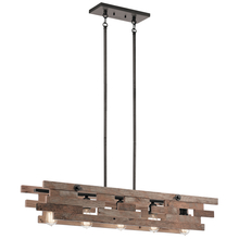 Kichler 44229AVI - Cuyahoga Mill 43.75" 5 Light Linear Chandelier with Anvil Iron and Reclaimed Wood