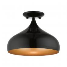 Livex Lighting 41050-68 - 1 Light Shiny Black Semi-Flush Mount