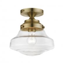 Livex Lighting 41291-01 - 1 Light Antique Brass Semi-Flush