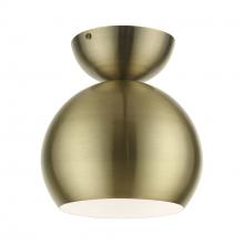 Livex Lighting 45487-01 - 1 Light Antique Brass Globe Semi-Flush
