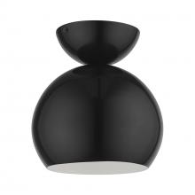 Livex Lighting 45487-68 - 1 Light Shiny Black Globe Semi-Flush