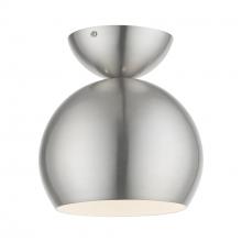 Livex Lighting 45487-91 - 1 Light Brushed Nickel Globe Semi-Flush