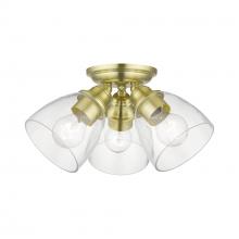 Livex Lighting 46339-12 - 3 Light Satin Brass Semi-Flush