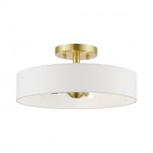 Livex Lighting 46927-12 - 4 Light Satin Brass with Shiny White Accents Semi-Flush