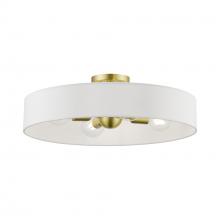 Livex Lighting 46928-12 - 4 Light Satin Brass with Shiny White Accents Large Semi-Flush