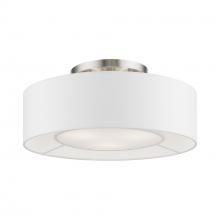 Livex Lighting 47173-91 - 3 Light Brushed Nickel with Shiny White Accents Semi-Flush