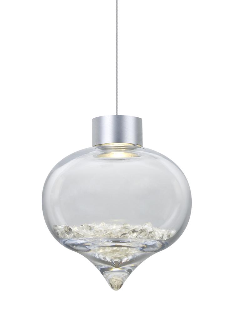 Besa Terra Cord Pendant For Multiport Canopy, Clear Crystals, Satin Nickel Finish, 1x