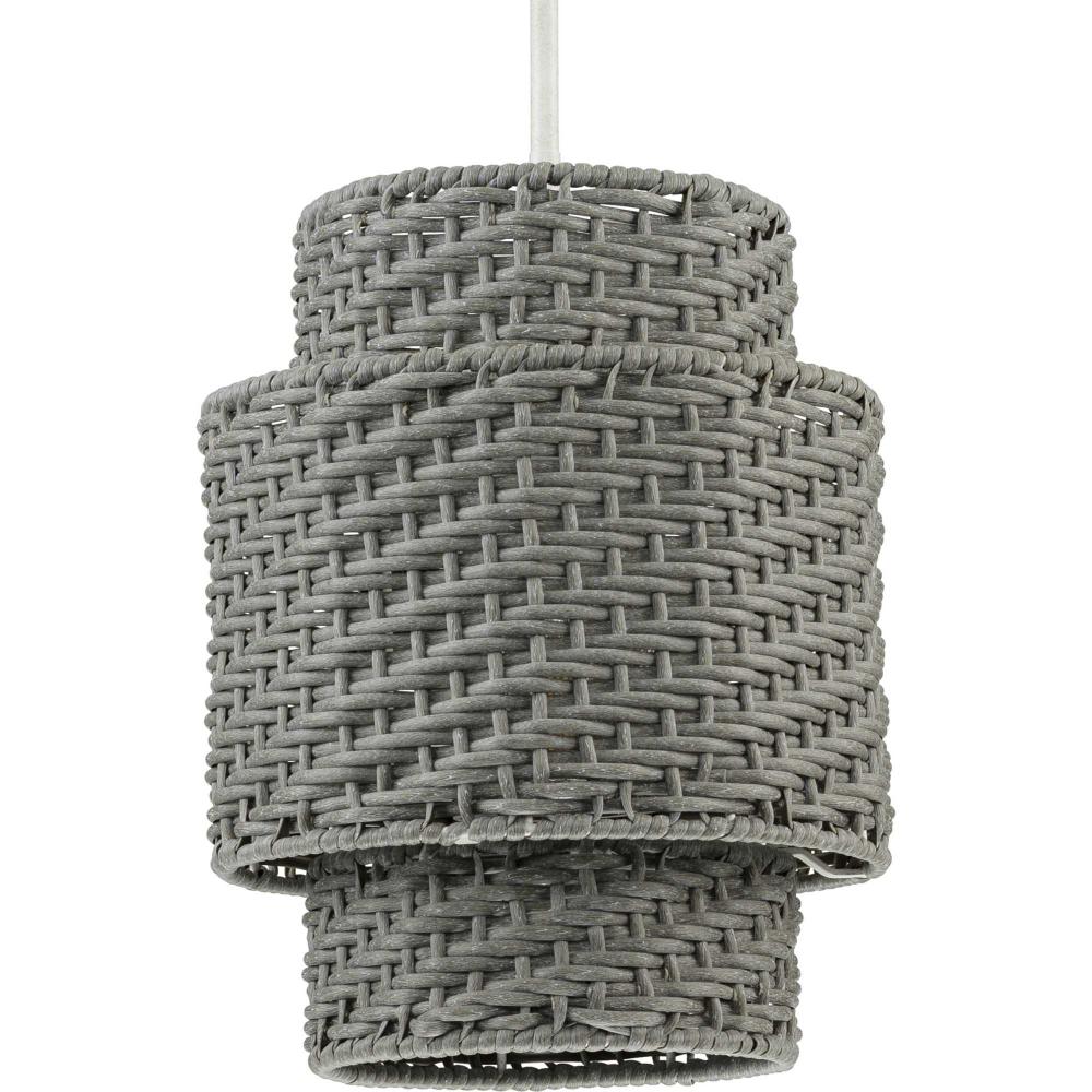 Manteo One-Light Cottage White with Weathered Grey Rattan Indoor/Outdoor Hanging Pendant Light