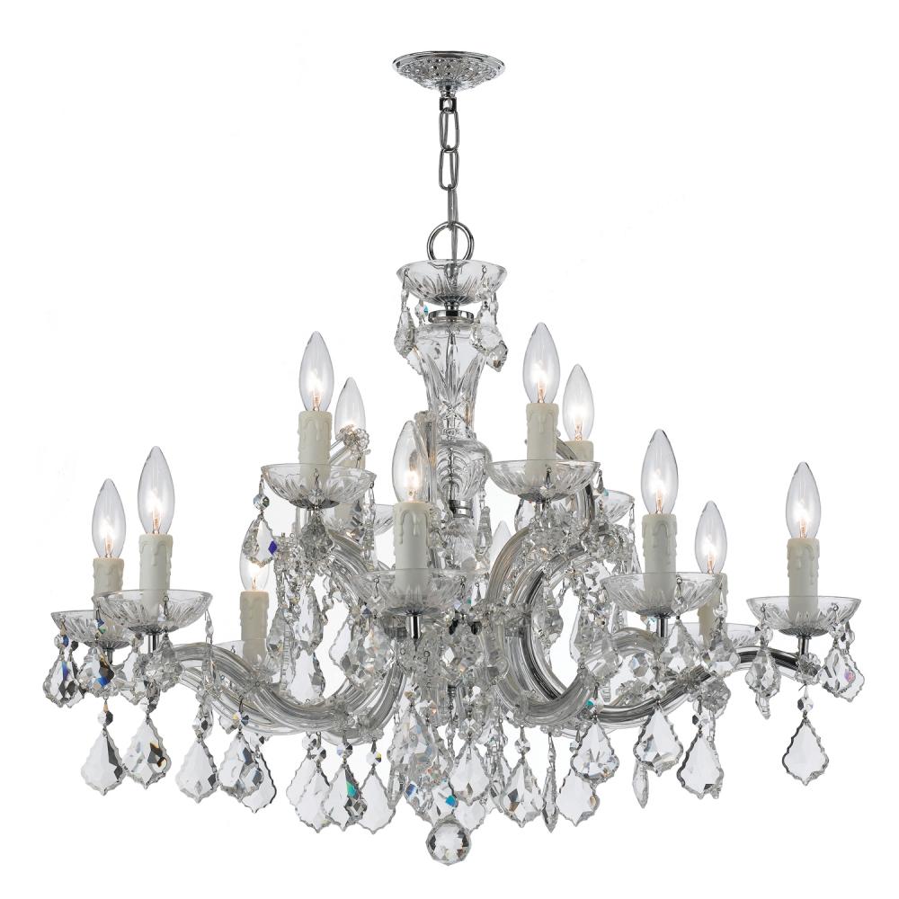 Maria Theresa 12 Light Hand Cut Crystal Polished Chrome Chandelier