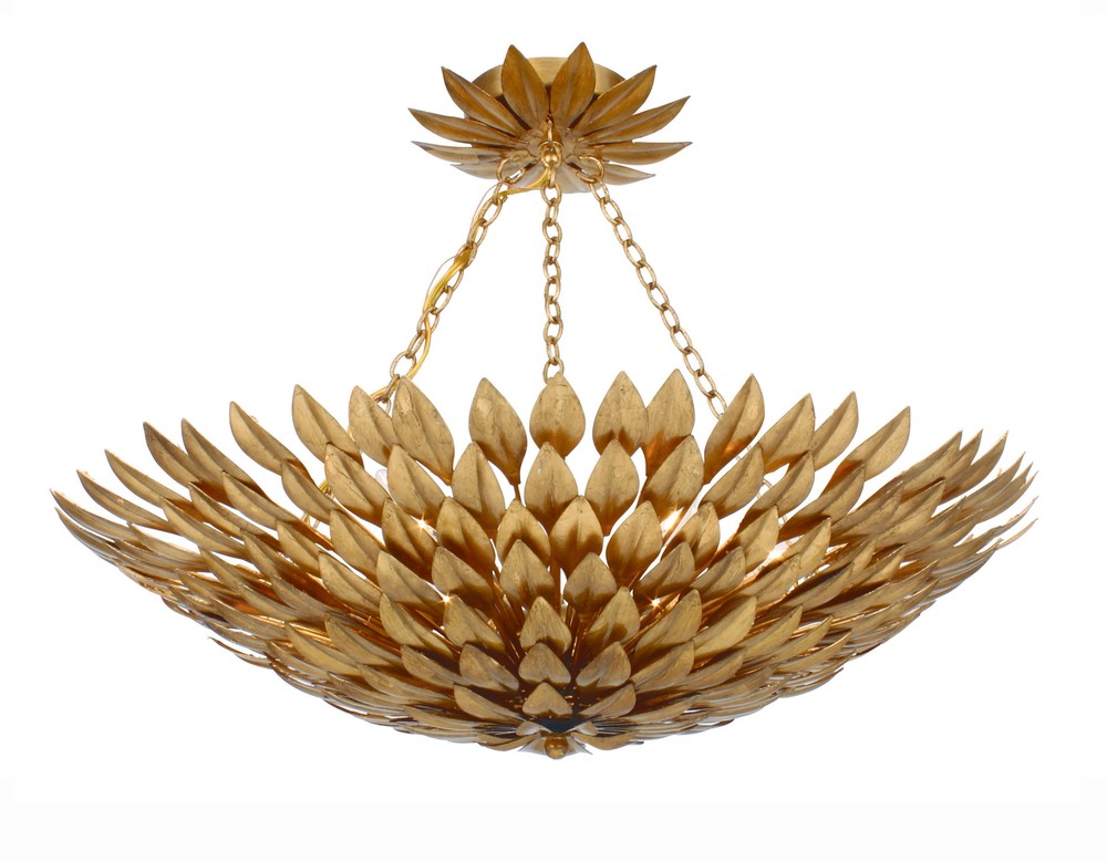 Broche 6 Light Antique Gold Ceiling Mount