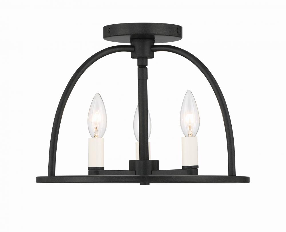 Abbott 3 Light Black Ceiling Mount