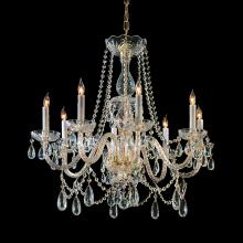 Crystorama 1128-PB-CL-MWP - Traditional Crystal 8 Light Hand Cut Crystal Polished Brass Chandelier