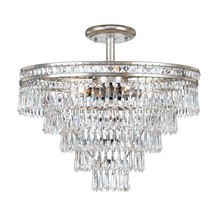 Crystorama 5264-OS-CL-MWP_CEILING - Mercer 7 Light Hand Cut Crystal Olde Silver Ceiling Mount
