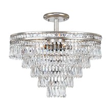 Crystorama 5264-OS-CL-MWP_CEILING - Mercer 7 Light Hand Cut Crystal Olde Silver Ceiling Mount