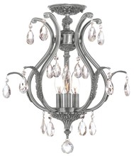 Crystorama 5560-PW-CL-MWP_CEILING - Dawson 3 Light Hand Cut Crystal Pewter Ceiling Mount