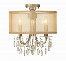 Crystorama 5623-AB_CEILING - Hampton 3 Light Antique Brass Etruscan Crystal Drum Shade Ceiling Mount