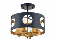 Crystorama ODE-700-BK-GA_CEILING - Odelle 4 Light Black + Antique Gold Ceiling Mount