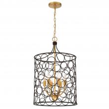 Crystorama STM-B5106-BZ-GA - Stemmons 6 Light Bronze + Antique Gold Mini Chandelier