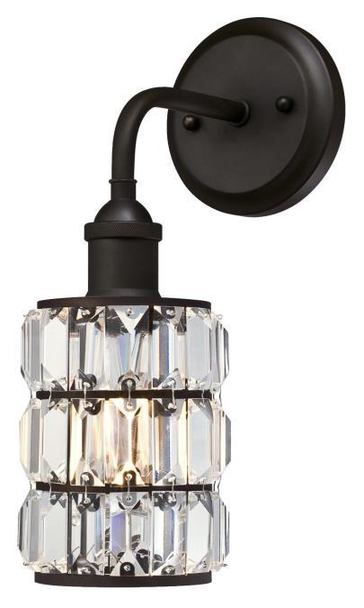 1 Light Wall Fixture Oil Rubbed Bronze Finish Crystal Prism Glass