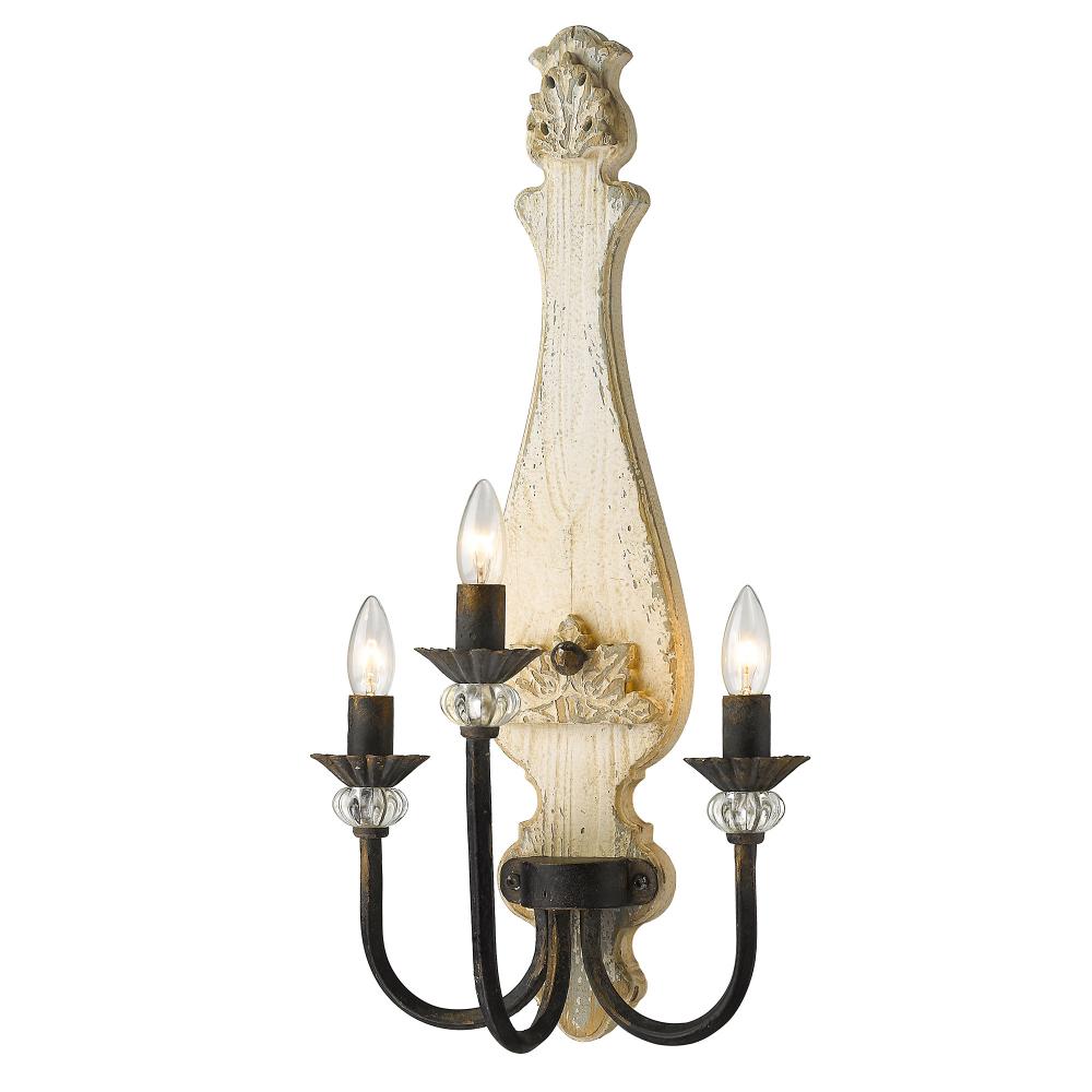 Brigette 3-Light Wall Sconce in Antique Black Iron