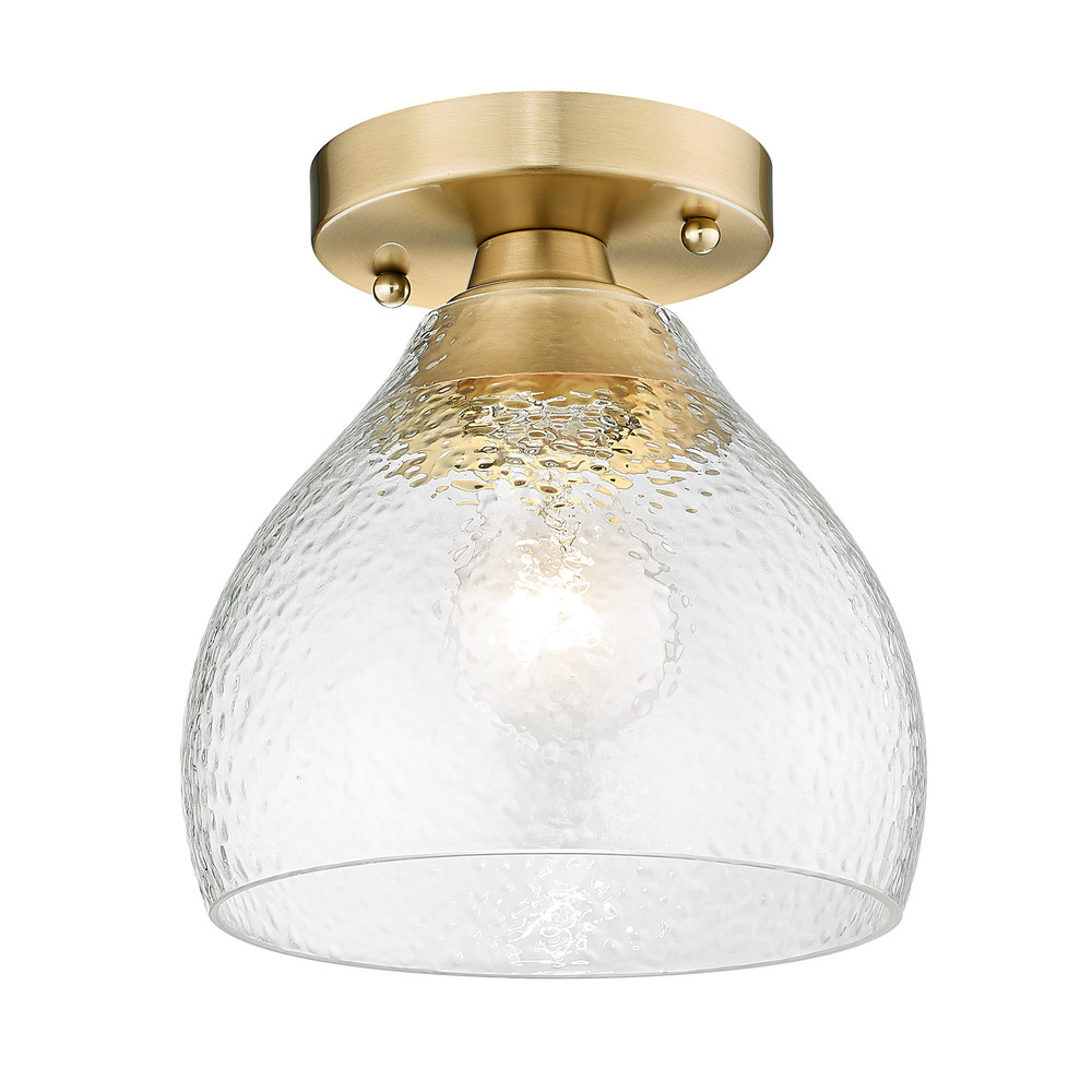 Ariella Small Pendant in Brushed Champagne Bronze with Hammered Clear Glass