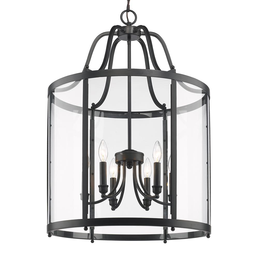 Payton 6-Light Pendant in Matte Black with Clear Glass