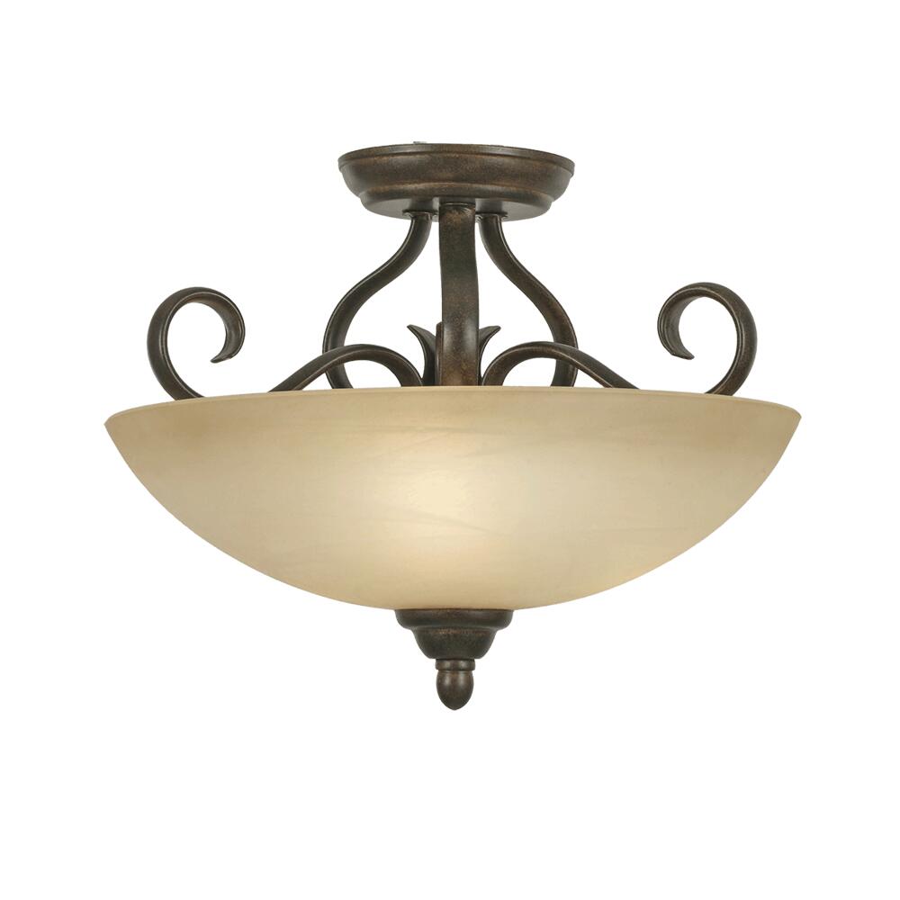 Riverton Semi-Flush (Convertible) in Peppercorn with Linen Swirl Glass
