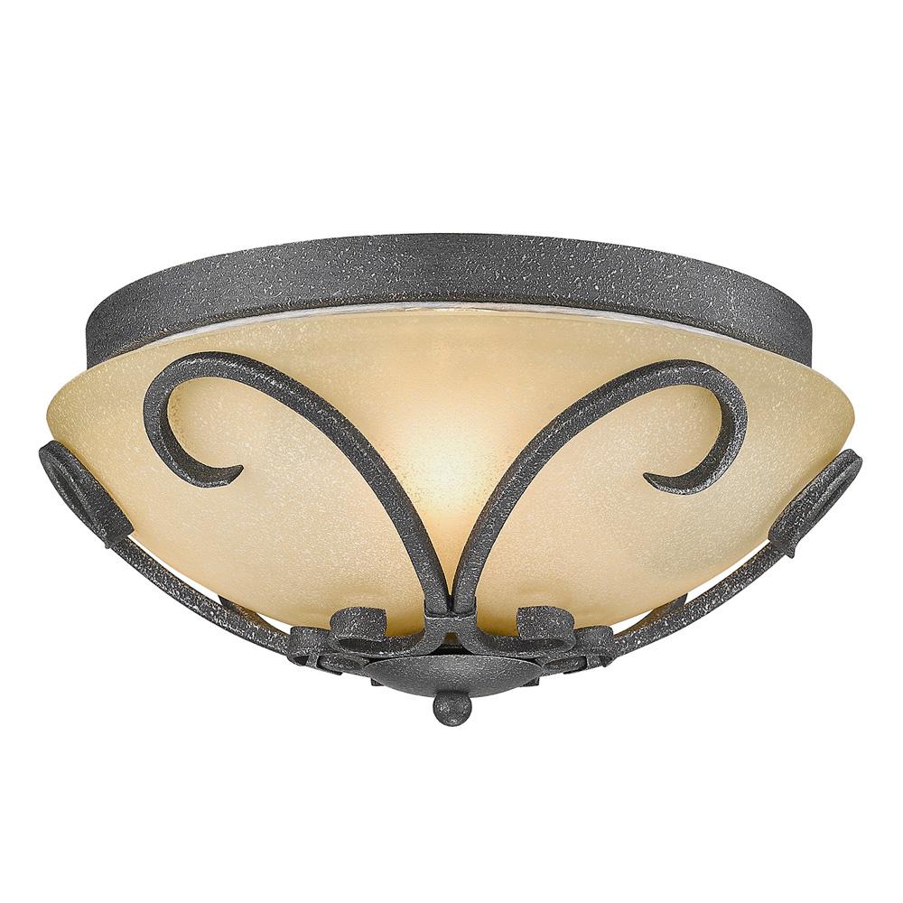 Madera Flush Mount in Black Iron with Toscano Glass