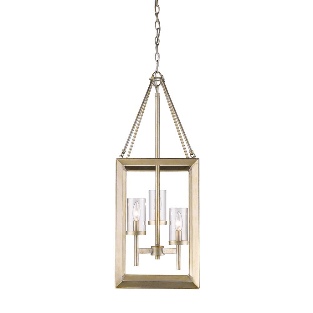Smyth 3 Light Pendant in White Gold with Clear Glass