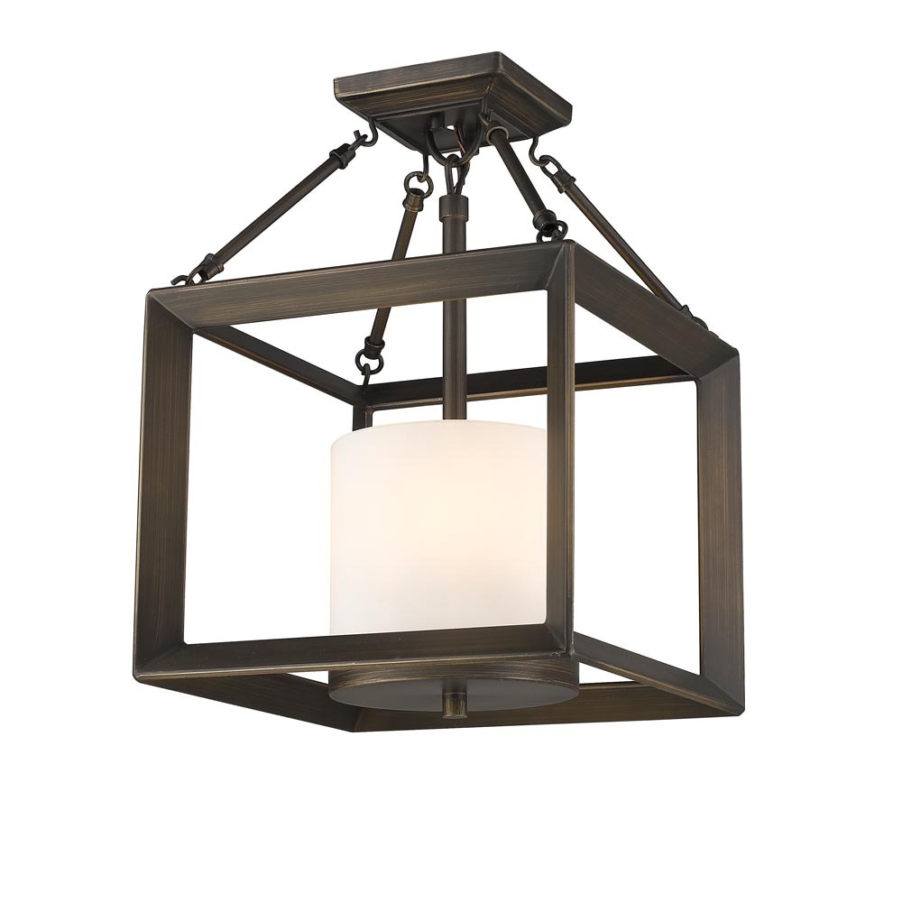 Smyth Semi-Flush (Convertible) (Gunmetal Bronze & Opal Glass)