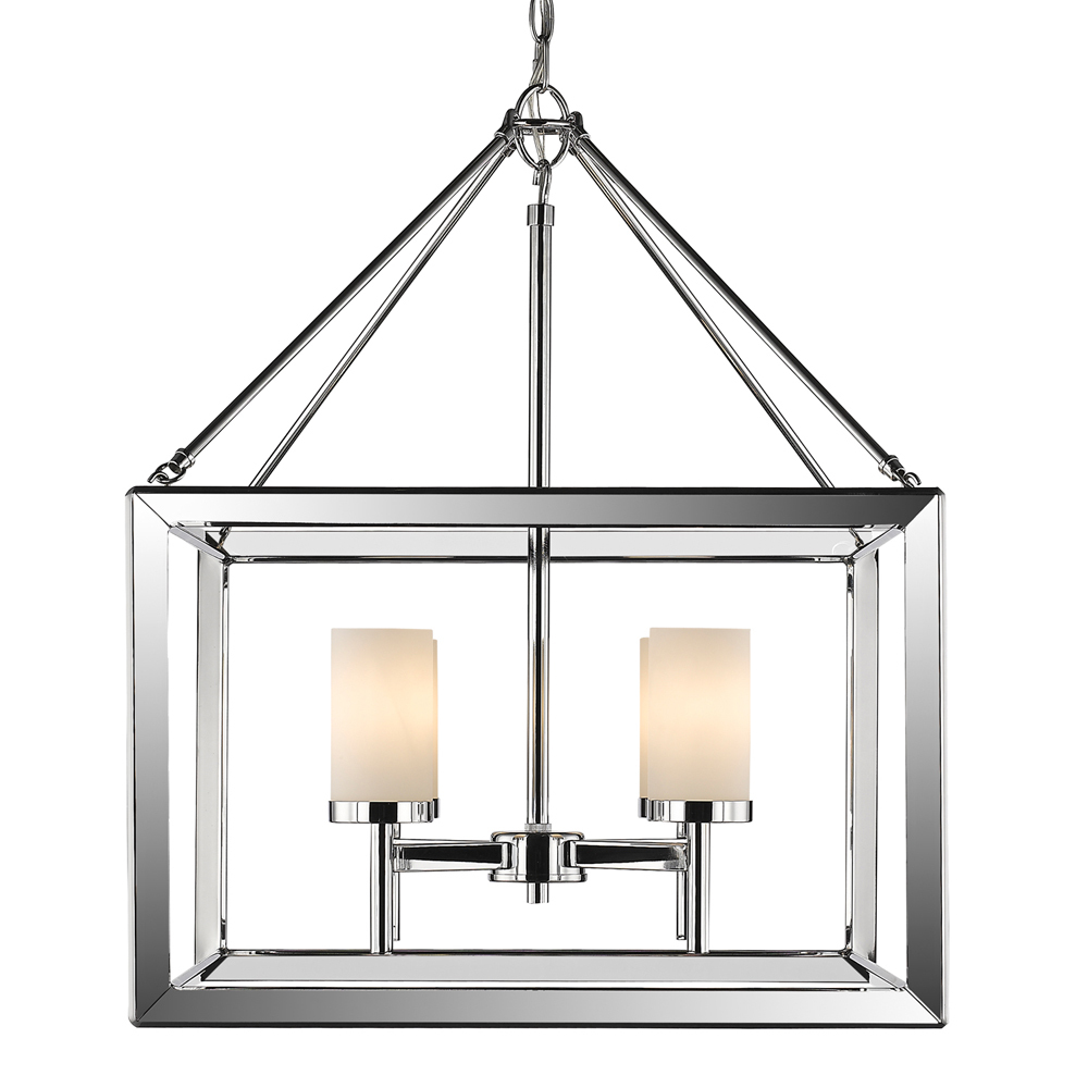 Smyth 4 Light Chandelier (Chrome & Opal Glass)