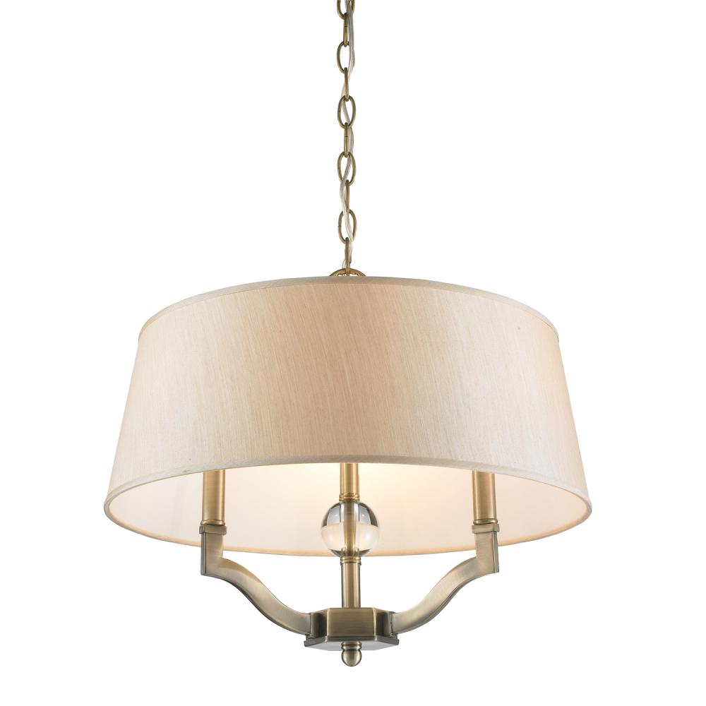 Waverly Semi-Flush (Convertible) in Aged Brass with Silken Parchment Shade