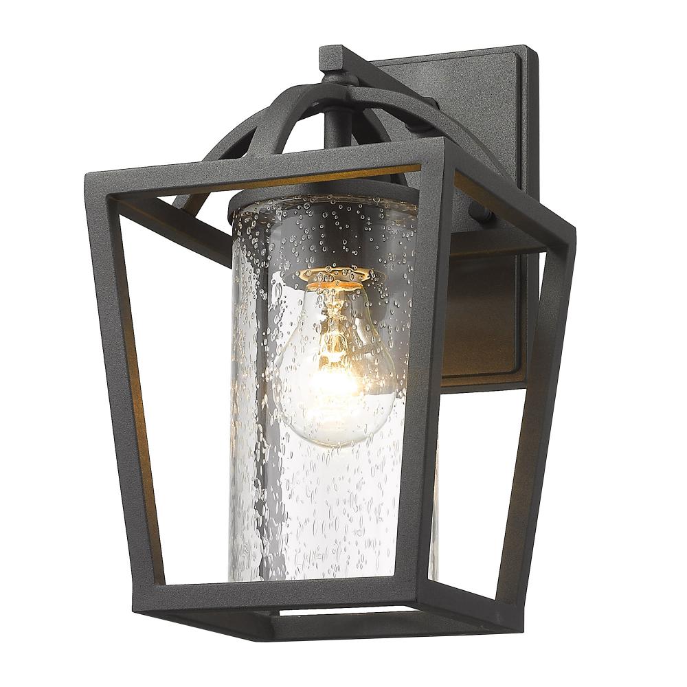 Mercer Outdoor Medium Wall Sconce in Natural Black with Seeded Glass