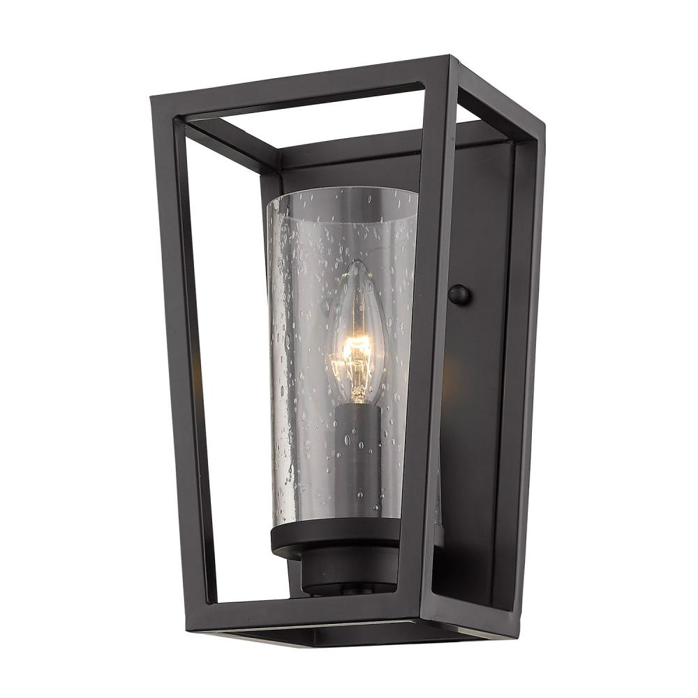 Mercer 1 Light Wall Sconce in Matte Black with Matte Black accents and Seeded Glass