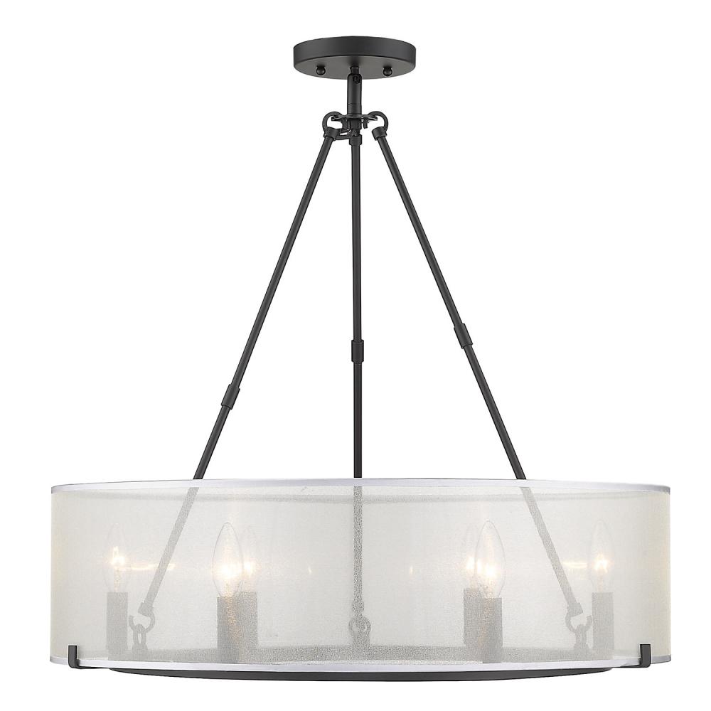 Alyssa 6 Light Semi-Flush with (short and long rod) in Matte Black