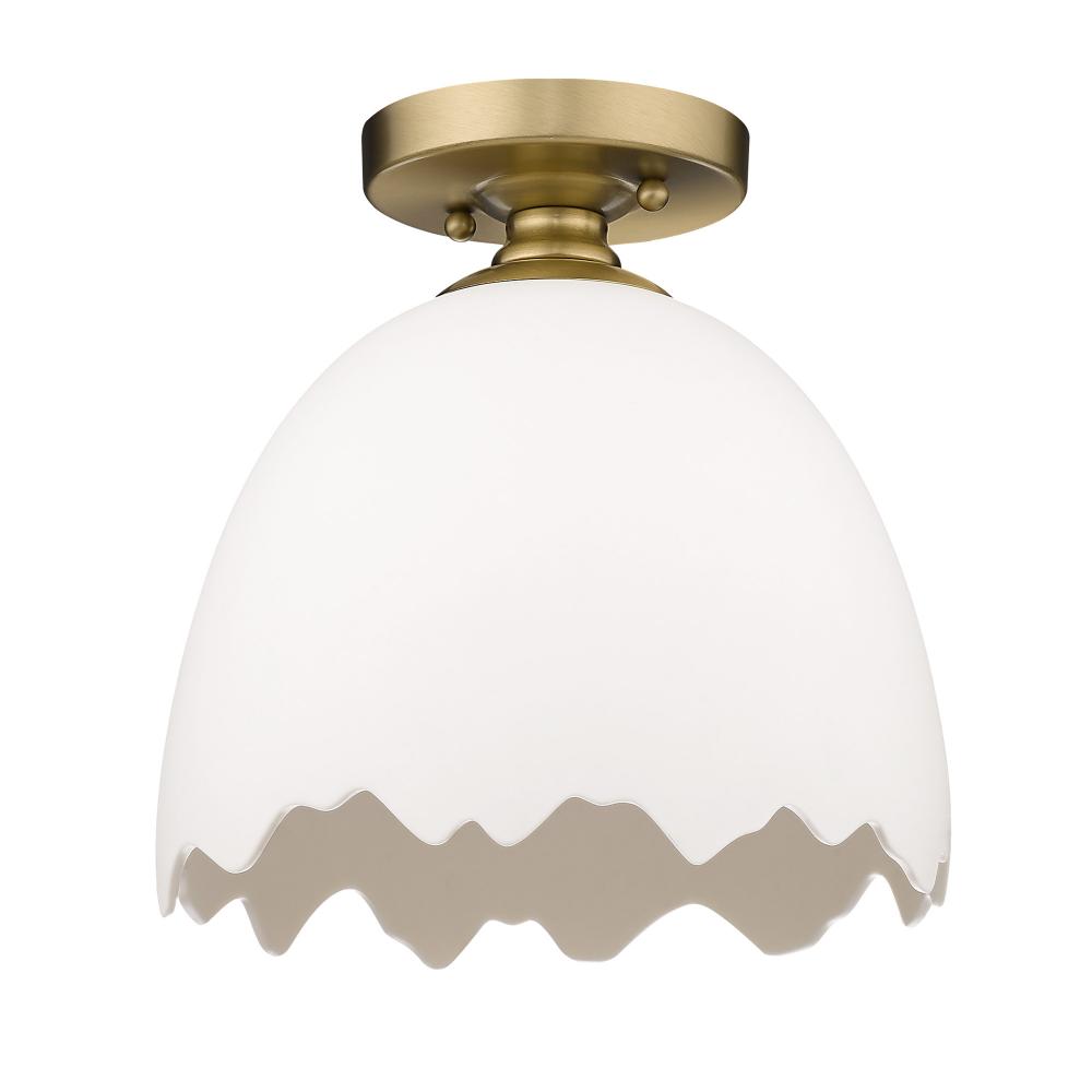 Brinkley Semi-Flush in Brushed Champagne Bronze with Porcelain Shade