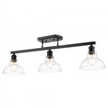 Golden 0305-3SF BLK-CLR - 3 Light Semi-Flush