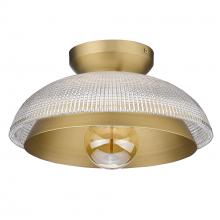 Golden 0309-FM BCB-RPG - Crawford Flush Mount in Brushed Champagne Bronze with Retro Prism Glass Shade